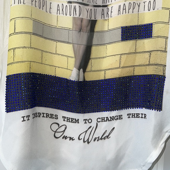 Nylon Apparel White Long Tank W Words Sz Sm - Picture 5 of 10